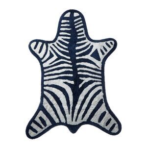 Jonathan Adler Reversible Zebra Bathmat, Navy